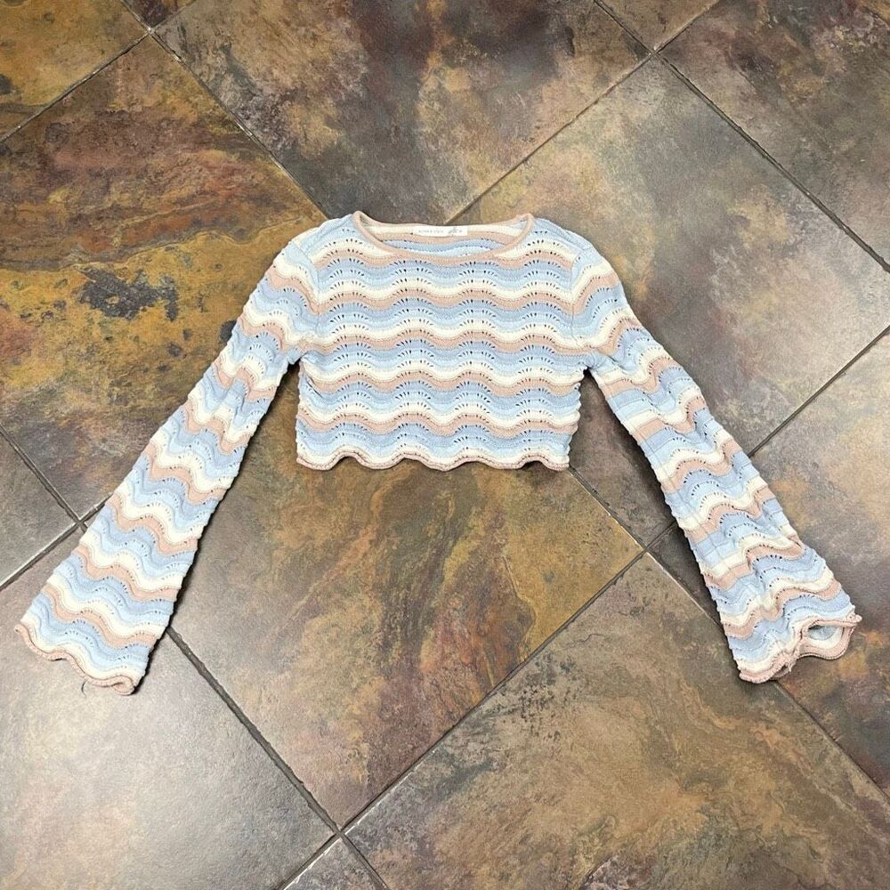Altar'd State Kelsey Striped Cropped Sweater XS - Picture 3 of 9